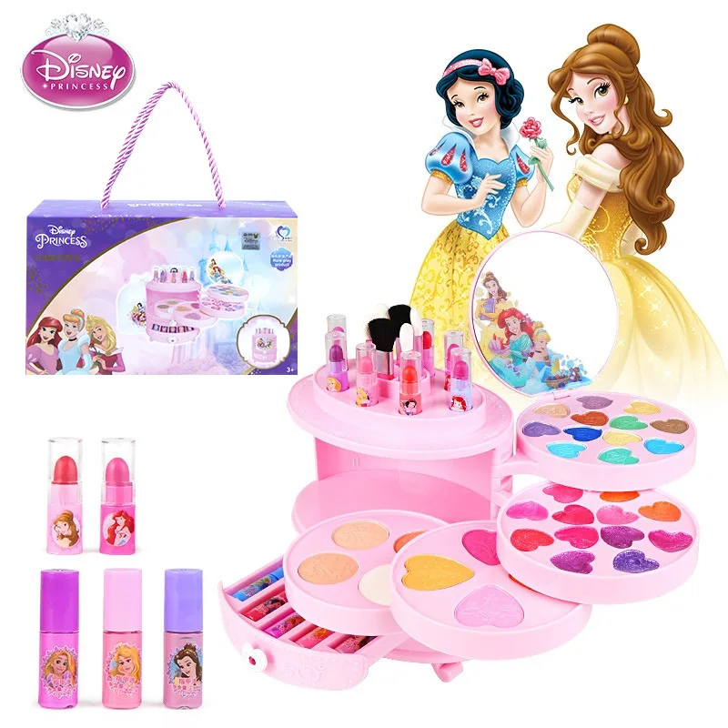 Disney-Meninas Branca de Neve Princesa Maquiagem, Cosméticos Reais, Caixa de Beleza, Caixa Original, Presente de Aniversário Infantil, Elsa