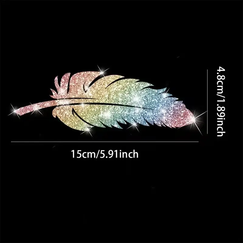2 Sparkling Feather Car Decals - Vibrant, Glittering Bling Design,  - Perfect for Cars, Trucks, SUVs - Adds a Touch of Charm