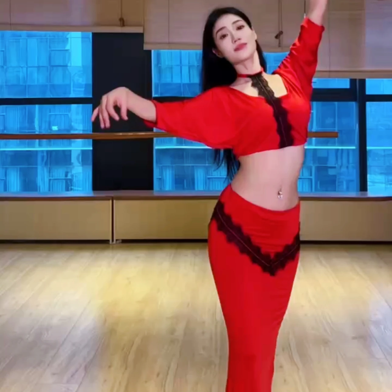 

New BellyDances Costume for Women Advanced Elegant Red Practice Clothes for Adults Oriental Belly Dance Training Clothing