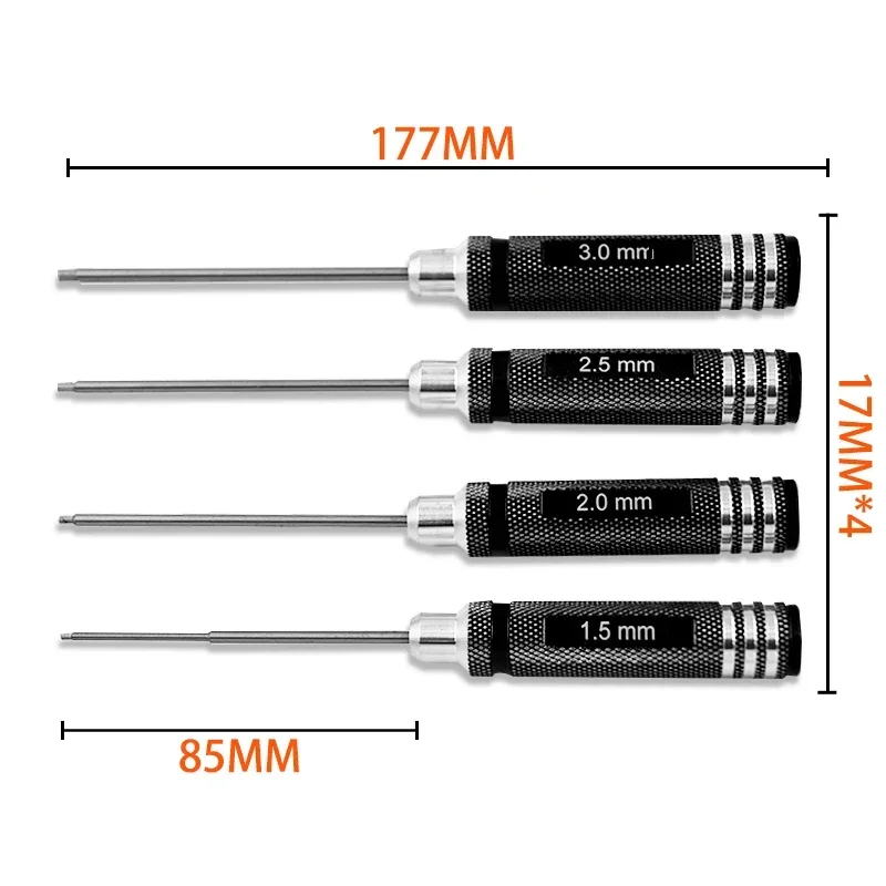 RC Gereedschap 4-delige hex schroevendraaier set titanium plating gehard 1.5 2.0 2.5 3.0mm schroevendraaier Voor helikopter speelgoed