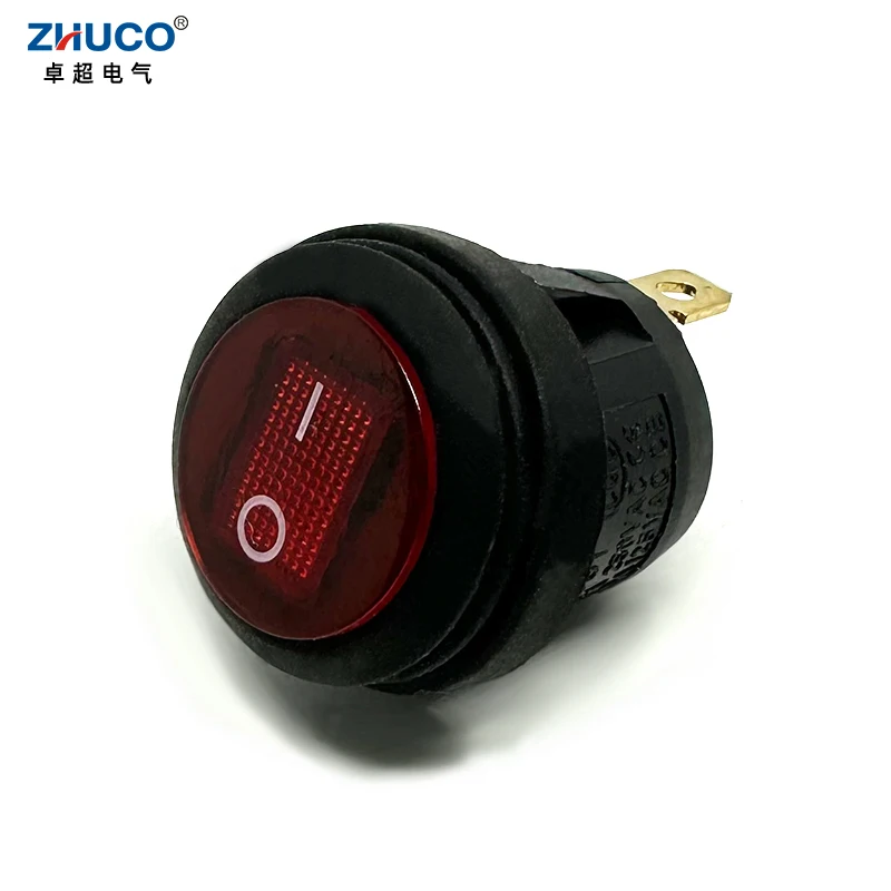 1PC KCD2-101NF-3P-R  20mm Mounted 220V Red LED ON-OFF SPDT Snap-in Waterproof Sealed Round Power Rocker Switch 6A/250VAC 3 Pins