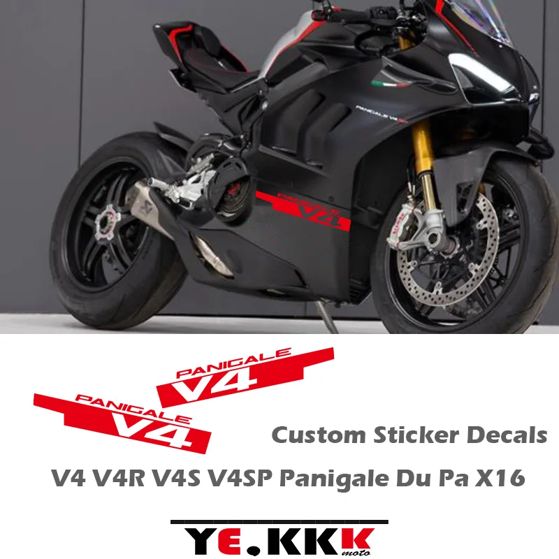 For Ducati Panigale V4 V4S V4R V4SP Lower Fairing Custom Sticker Decals Cutout Red Black Hip Carene Du Pa X16