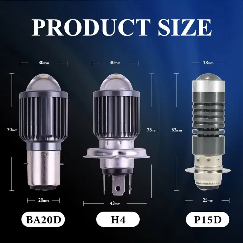 H4 LED Motorcycle Headlight H4 BA20D P15D CSP Led Lens White Yellow Hi Lo Beam Spotlight Motorbike Scooter Running Lamp image 6
