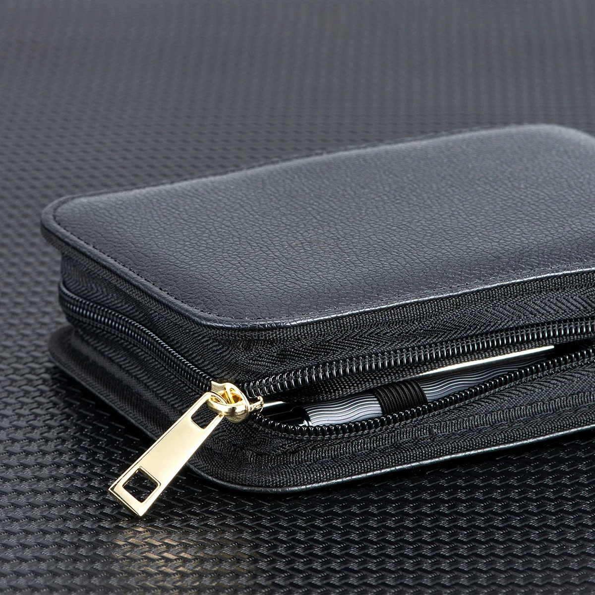 PU Leather Fountain Pen Case Pencil Case 12 Slots Black Pouch Bag Case for Roller Ball Point Office School