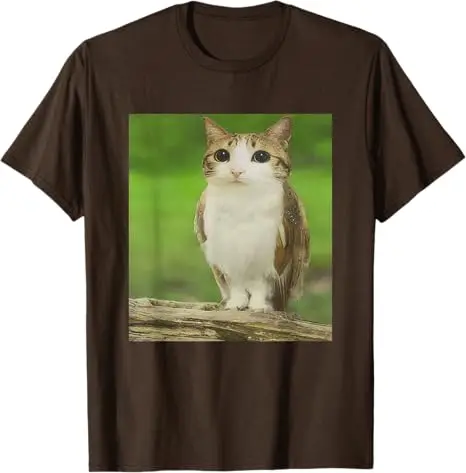 القط البومة مضحك لعن الإنترنت العصرية ميمي تي شيرت لعن غريب القط البومة الهجين مع خاصية الإنترنت ميمي الفكاهة Y2k تيز