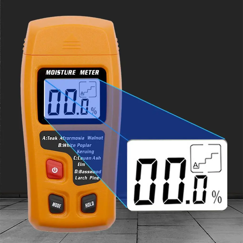 Measuring Tool Timber Damp Detector with Large LCD Display Digital Wood Moisture Meter 0-99.9% Two Pins Wood Humidity Tester