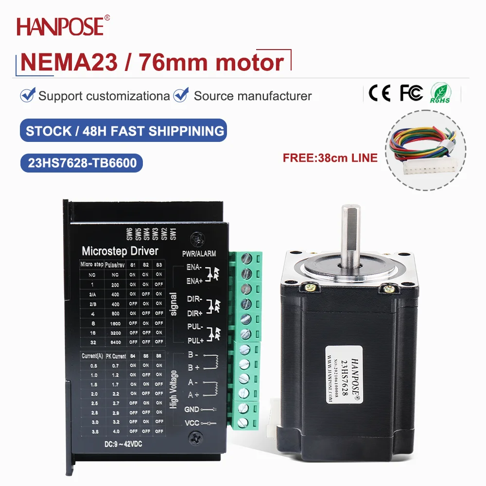 

Шаговый двигатель NEMA23 23HS7628+TB6600 привод 1,89Н. m 2.8A Производитель оборудования автоматизации Прямые продажи