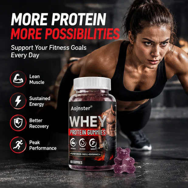 Whey Protein Gummies 60 Count, Premium Protein Gummy, Post Workout Recovery & Energy, Fitness Daily Nutritional Supplement