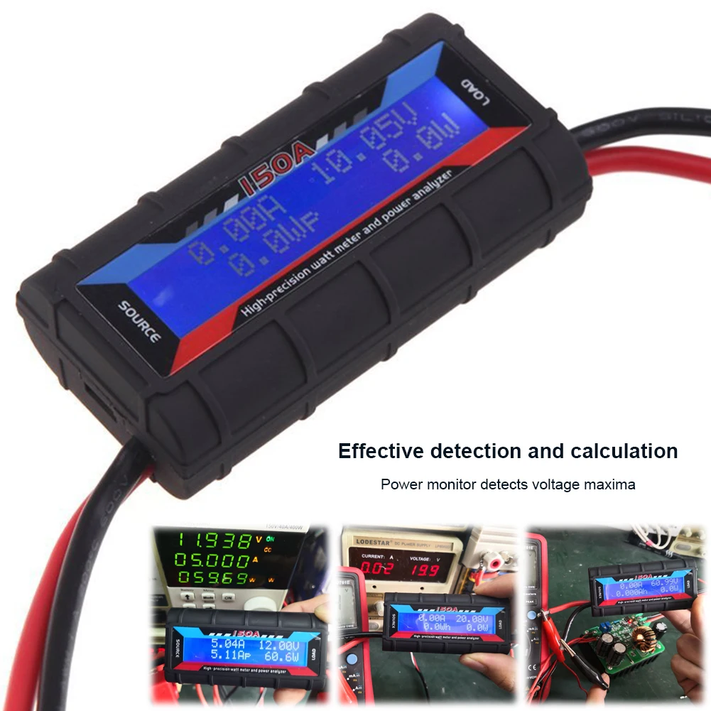 Misuratore di tensione della batteria RC 150A con retroilluminazione LCD Analizzatore di potenza corrente ad alta precisione Misuratore di potenza digitale ad alta precisione