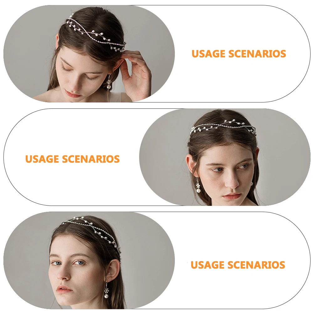

Pearl Rhinestone Bridal Wedding Accessory Wedding Hair B Lightweight Alloy Silver Vintage Headdress Hair Ribbon Headb