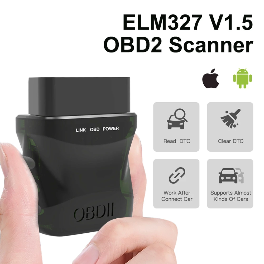 

ELM327 V1.5 OBD2 Scanner Bluetooth 4.0 OBD2 Car Diagnostic Tool OBDII Engine Light Fault Code Reader Wireless for IOS Android PC