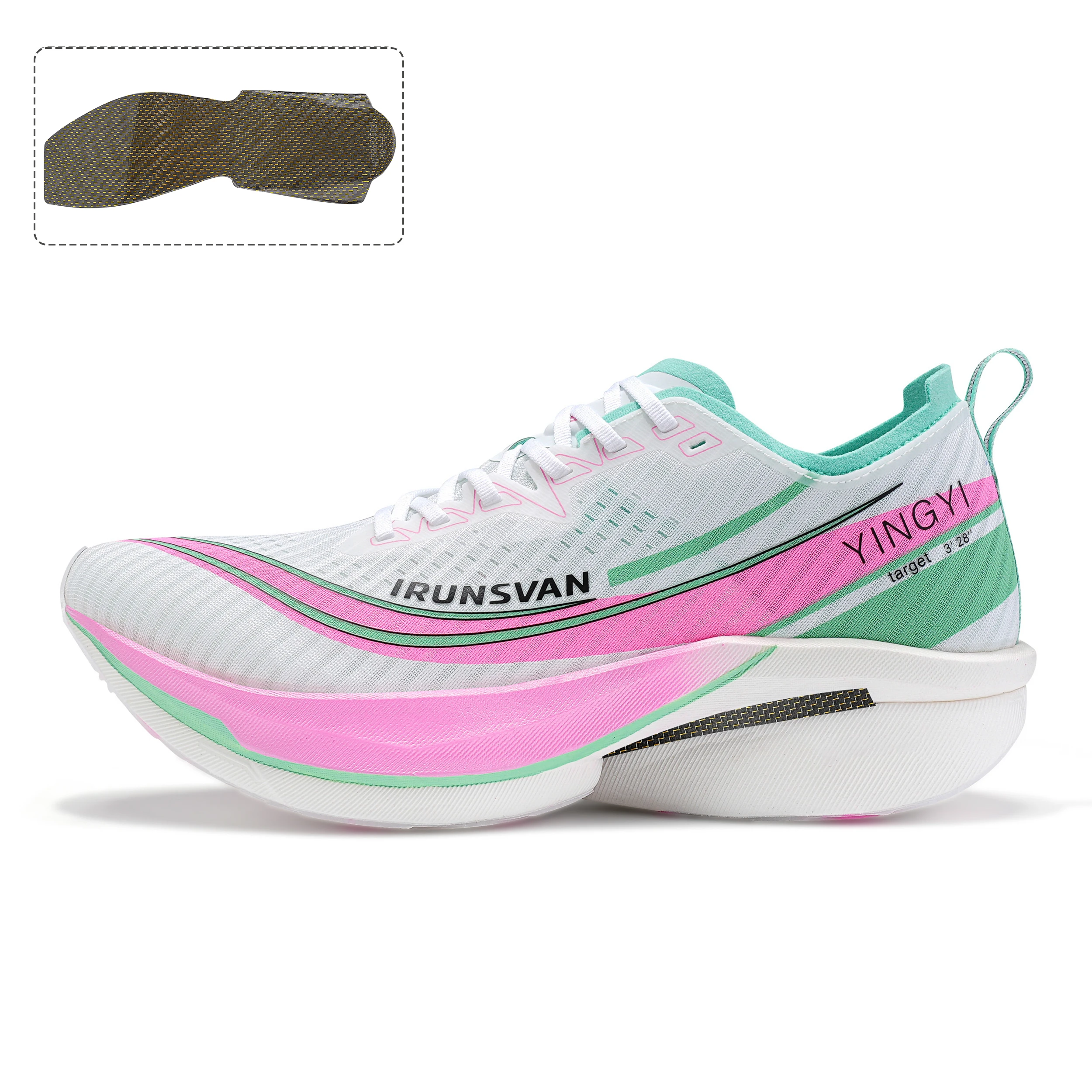 

IRUNSVAN Carbon Fiber Running Shoes - Light Marathons, T800 Gold Plate, Supercritical Midsole, AOF ArchGuardian, Stable