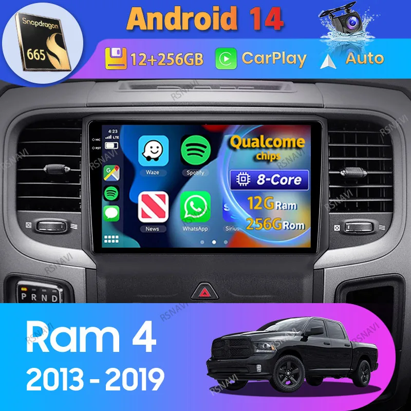 

Android 14 Carplay Auto For Dodge Ram 4 IV DJ DS 2013 - 2019 Car Radio Multimedia Navigation DSP WIFI+4G GPS Stereo Video Player