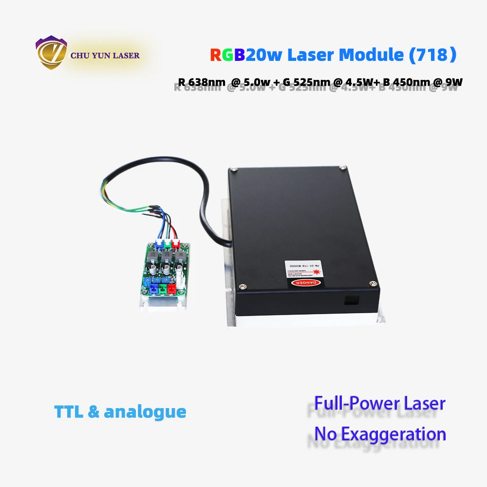 

718-rgb20w DC24V лазерный модуль красный/синий/зеленый Ttl аналоговые лазерные световые детали для DIY лазерного шоу