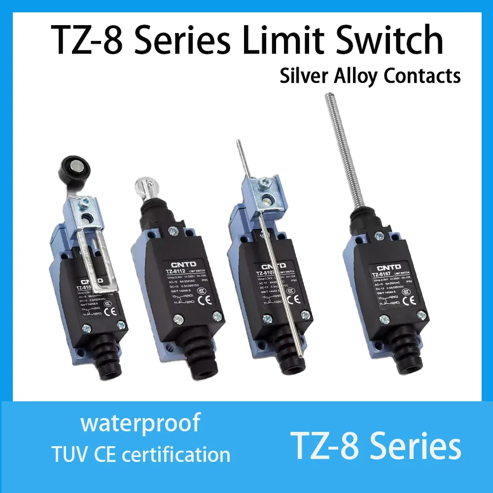 CNTD TZ-8104 TZ-8107 TZ-8108 TZ-8111 Limit Switch IP65 Waterproof Self-reset SPDT NO NC Replace ME-8108 6A Industrial Travel Pos