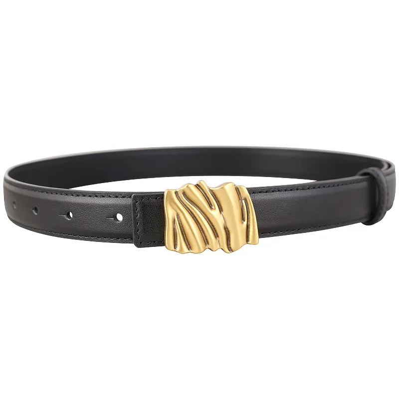 เข็มขัดคอร์เซ็ทหนังแท้หัวเข็มขัดทองสำหรับผู้หญิง สายคาดเอวสำหรับตกแต่งชุดเดรส รุ่น J1697