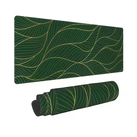 Large Gaming Mouse Pad,Abstract Gold Line Art Full Desk Mousepad,Laptop Computer Mat Gifts for Women Office Decor,Emerald Green