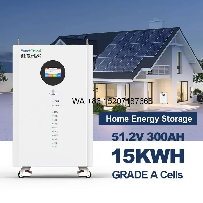 Wmwmnu for 15kwh LiFePO4 48V 300Ah Lithium Battery with Level Indicator 51.2V 100Ah 200Ah 300Ah Home Energy Storage Standing