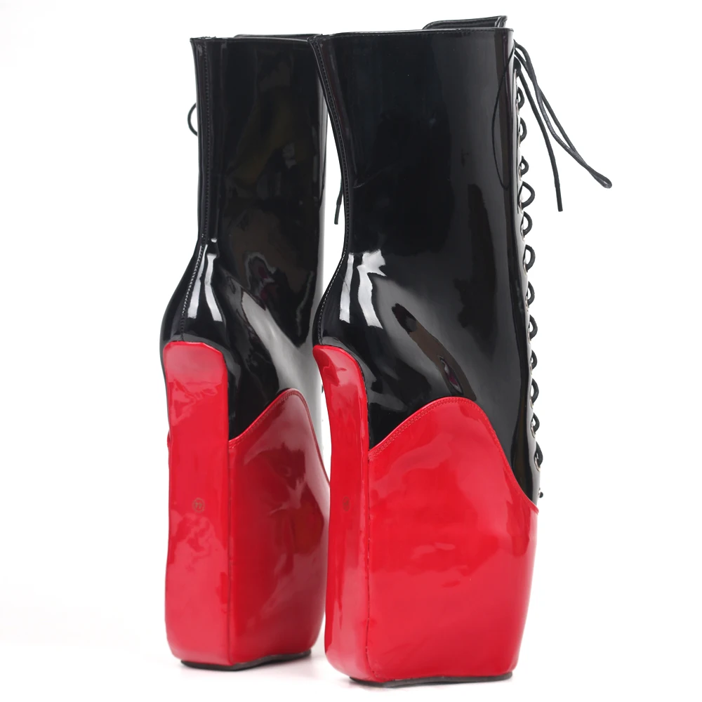 Botas de ballet con cuña sin tacón y suela de pezuña de tacón alto de 18CM, zapatos de baile unisex para travestis, Botas cortas fetiche negras, colores personalizados