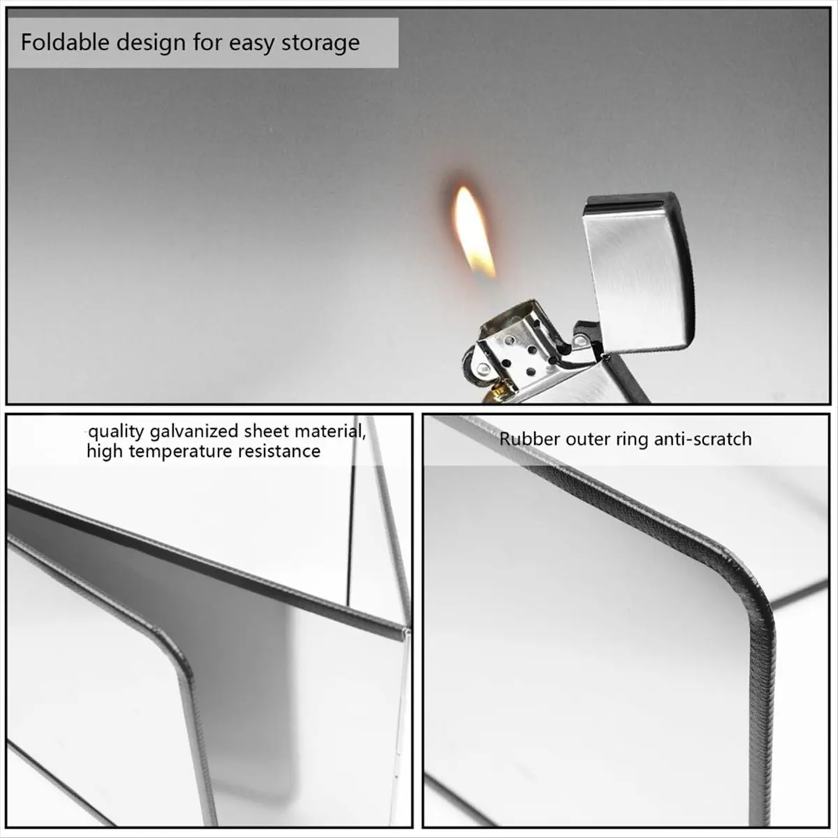 A78I Splatter Guard for Frying Non-Stick 3 Sided Foldable Grease Splatter Screen Stainless Steel Anti Splatter Shield