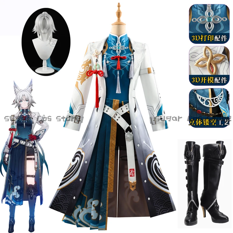 

Game Honkai Star Rail Feixiao Cosplay Costume Wig Shoes Xianzhou Yaoqing The Great General Fei Xiao Cosplay For Halloween Party