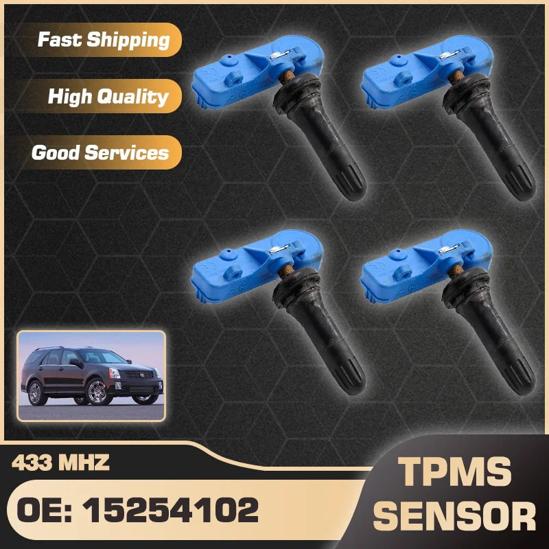 

1/4PCS TPMS Tire Pressure Monitor Sensor 15254102 433 MHz For Cadillac SRX 3.6L 4.6L V6 2007 2008 2009 25789964 25809220