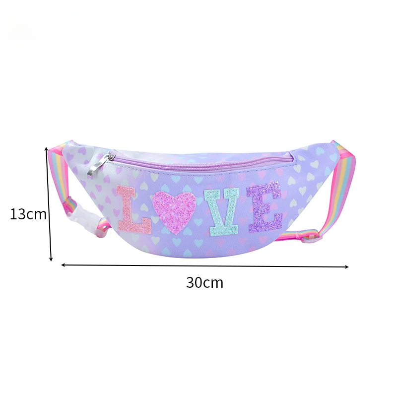 Pailletten Brief Aufkleber Kinder Umhängetaschen Regenbogen Strap Mädchen Kinder Taille Taschen Schöne Baby Brust Umhängetasche Geldbörse