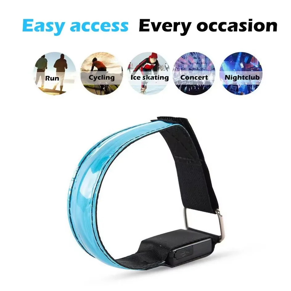 Battery LED Light Strap Wrist Slap Armband Ankle Running Riding Glow Outdoor Sports Night Running Light Safety Green Blue Red