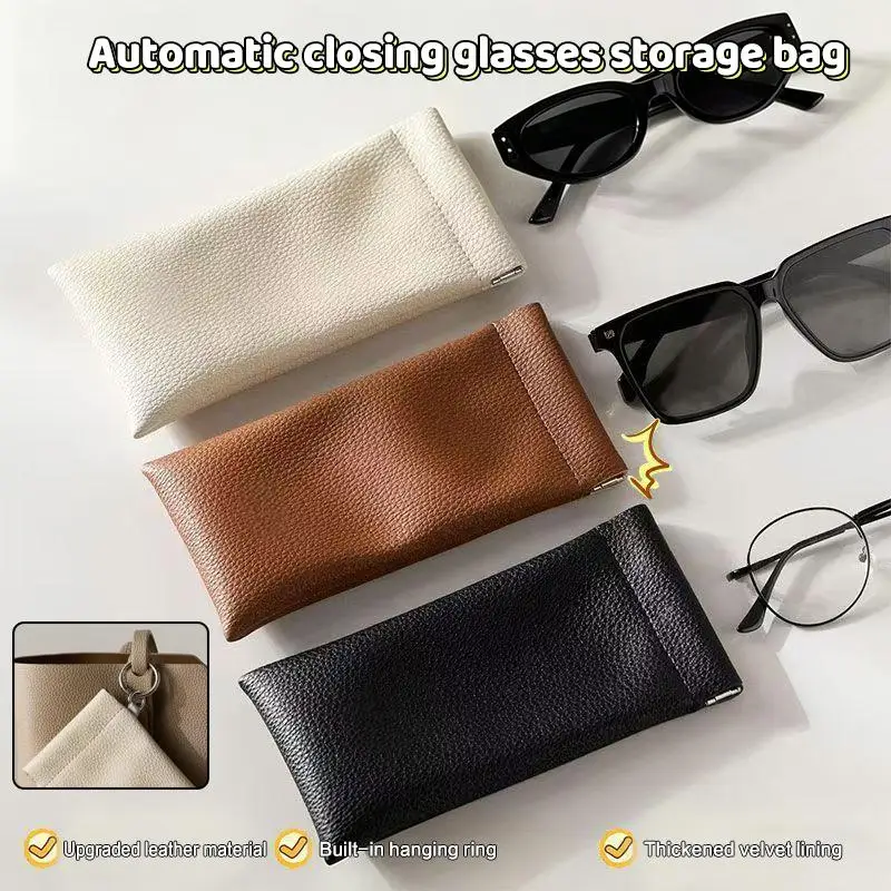 Eyeglasses Lens Case 1Pcs Squeeze Top Sunglasses Pouch Automatic Closure Soft Protector Bag for