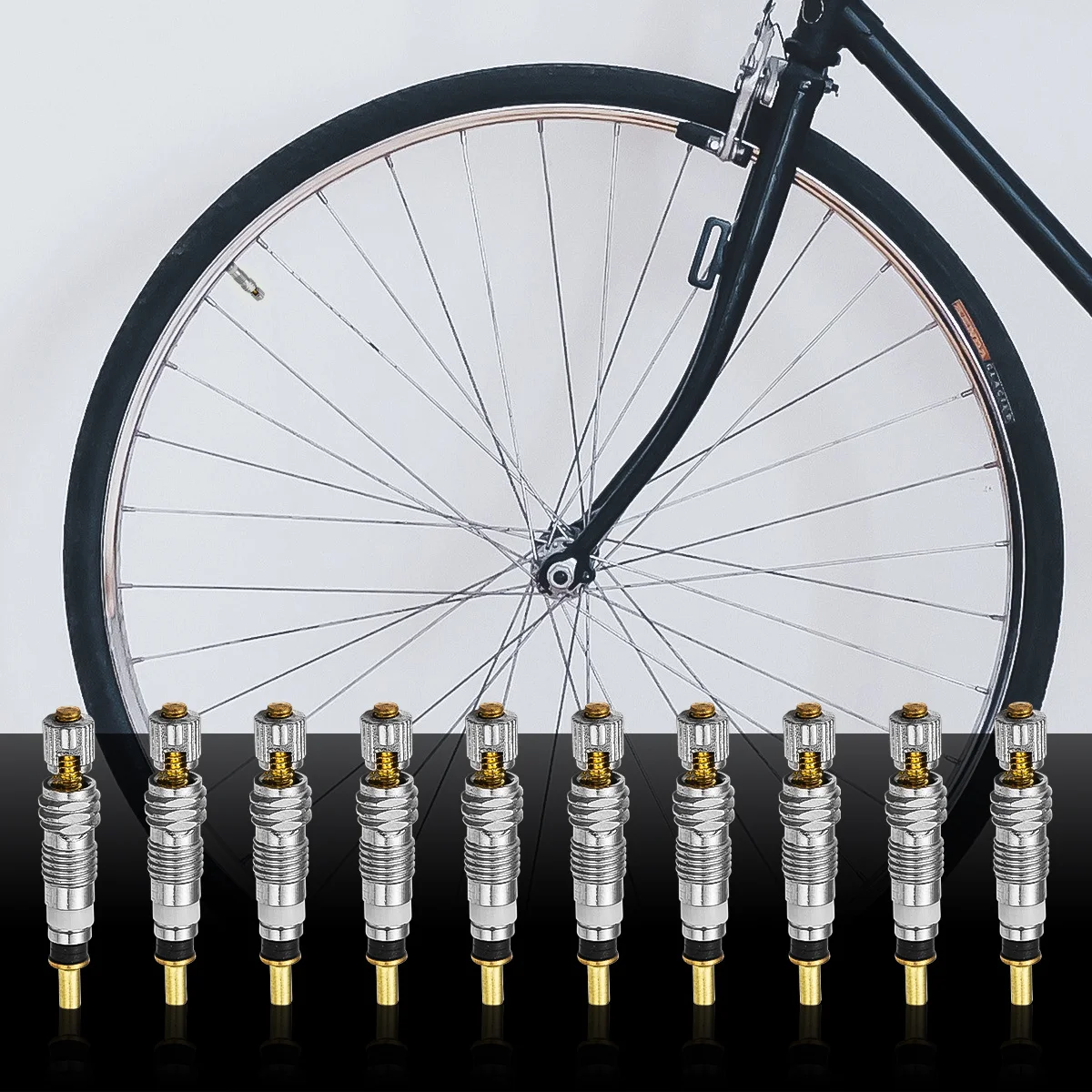 10Pcs Copper Nickel Plated Valve Cores for Tubeless Road Bikes Airtight Durable Anti Slip Design Tire Core