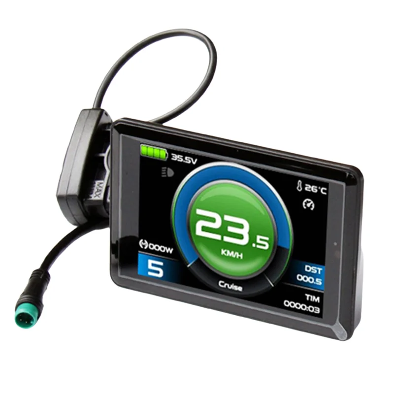 

RTENTE-E-Bike Lithium Battery Conversion Accessory TF02H Smart Color Display 24V 36V 48V LCD Waterproof Connector