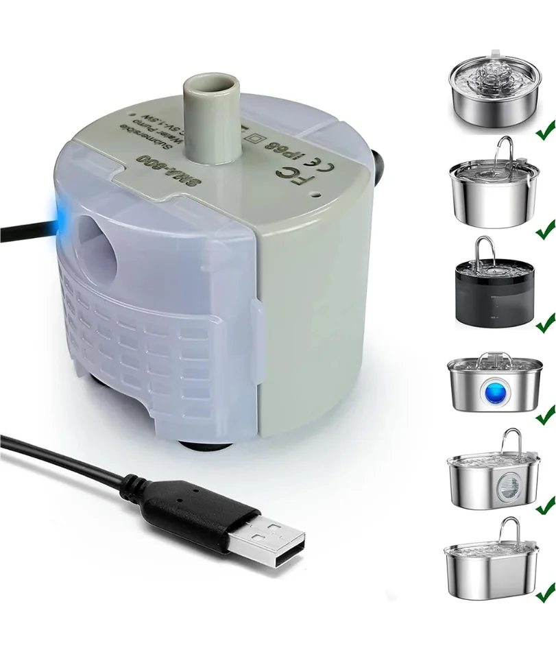 

Pet Water Dispenser Pump USB Replacement Pump Submersible Motor Pet Water Dispenser Pump for Stainless Steel Cat Water Dispenser