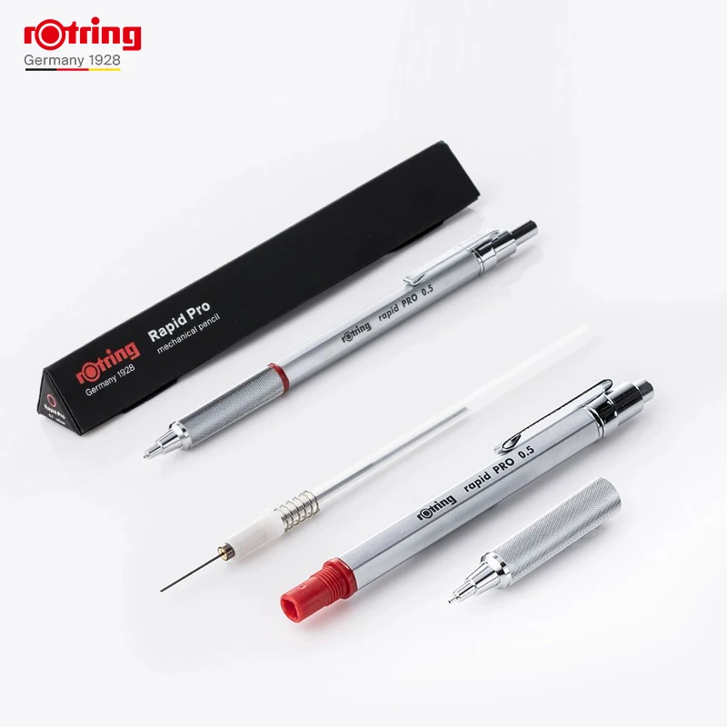 Rotring Rapid Pro Mechanical Pencil 0.5/0.7/2.0mm Metal Mechanical Pencils Black/Silve Automatic pencil for Sketching Drawing