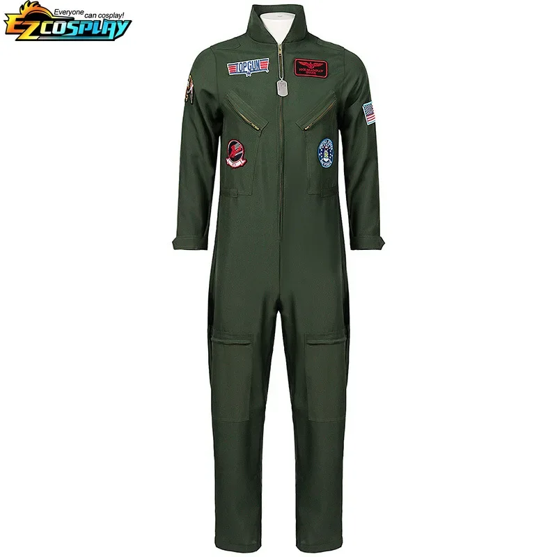 Fighter Pilot Costume for Adults and Children, Air Force Flight Suit, Airman Accessories Role-playing Game, Army Green Military