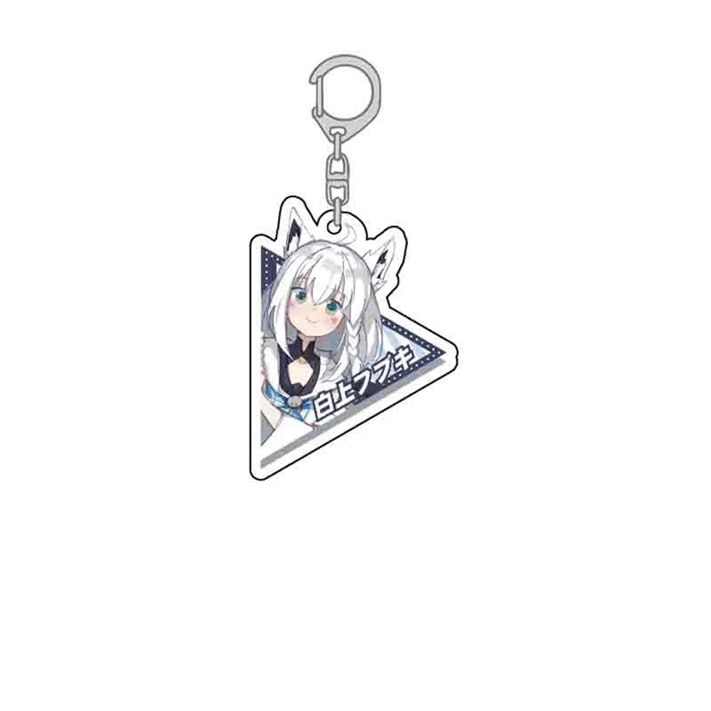 Anime HOLOLIVE VTuber Inugami Korone Houshou Marine Nakiri Ayame Uruha Pendant Acrylic Keychain Triangle Keyring Bag Charm Gift