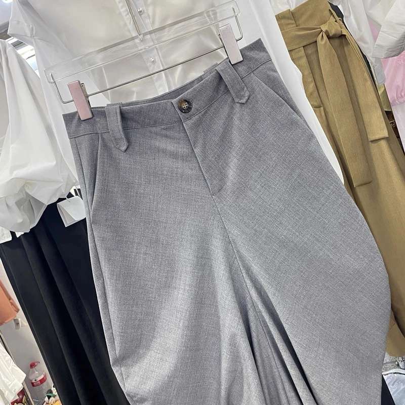 [EWQ] Elegant High Waist A-line All-match Clothing Minimalist Office Women's Fold Skirt Bottom Slit Design Skirts 2025 Autumn
