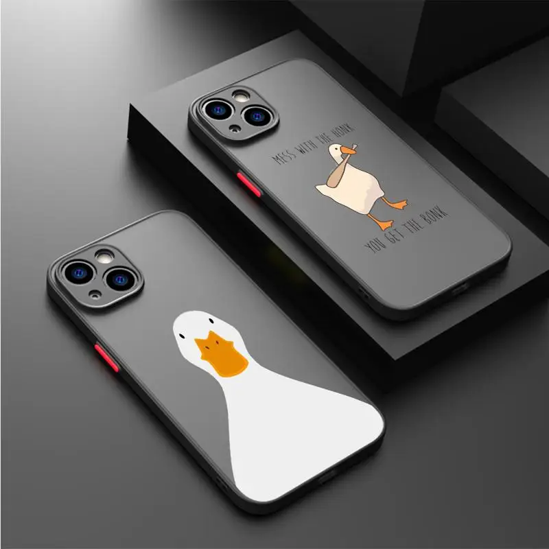 Goose To Honk Or Not To Honk Case For Apple iPhone 11 14 15 13 12 Pro 7 XR X XS Max 8 Plus 6 6S SE 2022 Black Matte Phone Funda