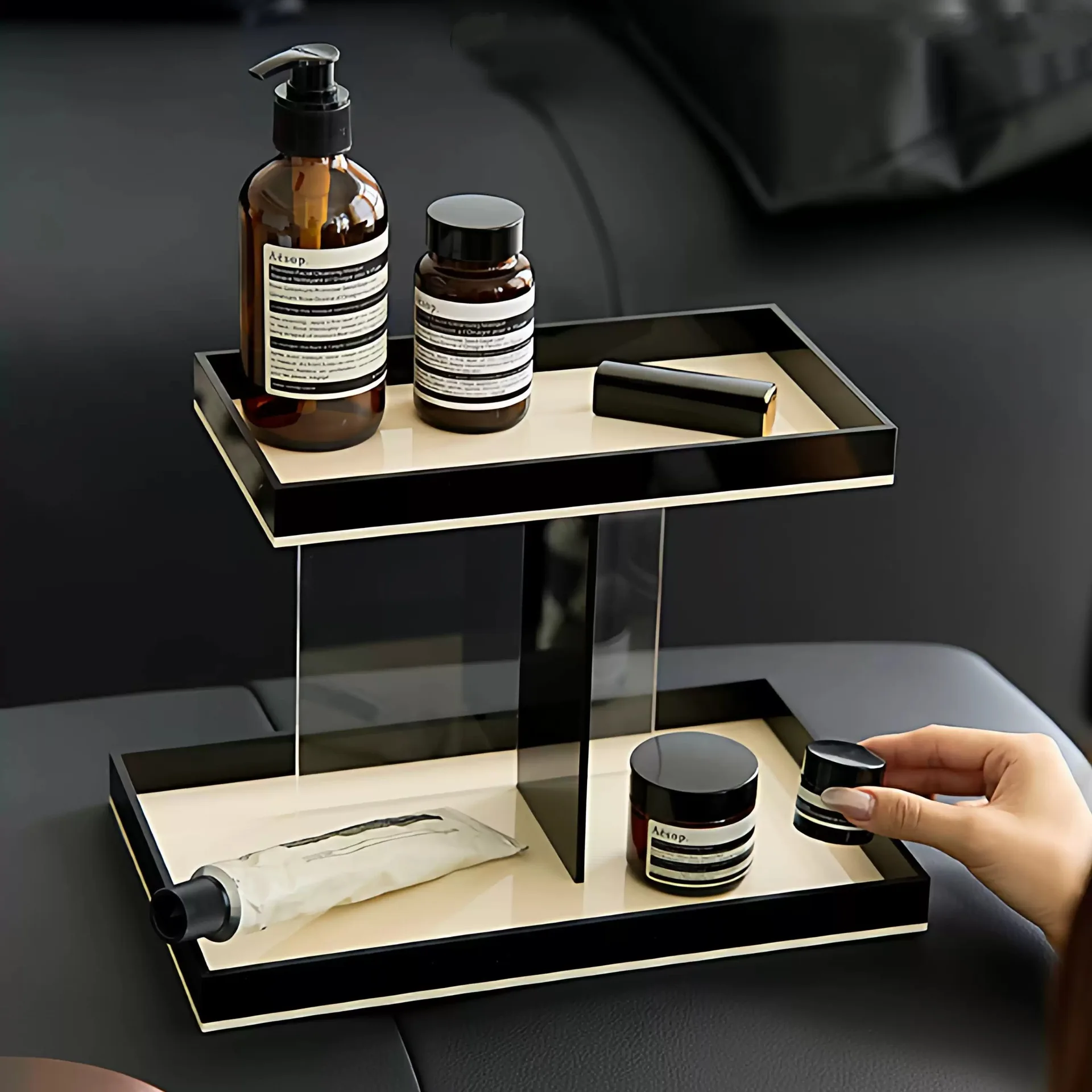 

PYJ Acrylic Cosmetics Jewelry Tray Skin Care Products Layered Storage Shelf