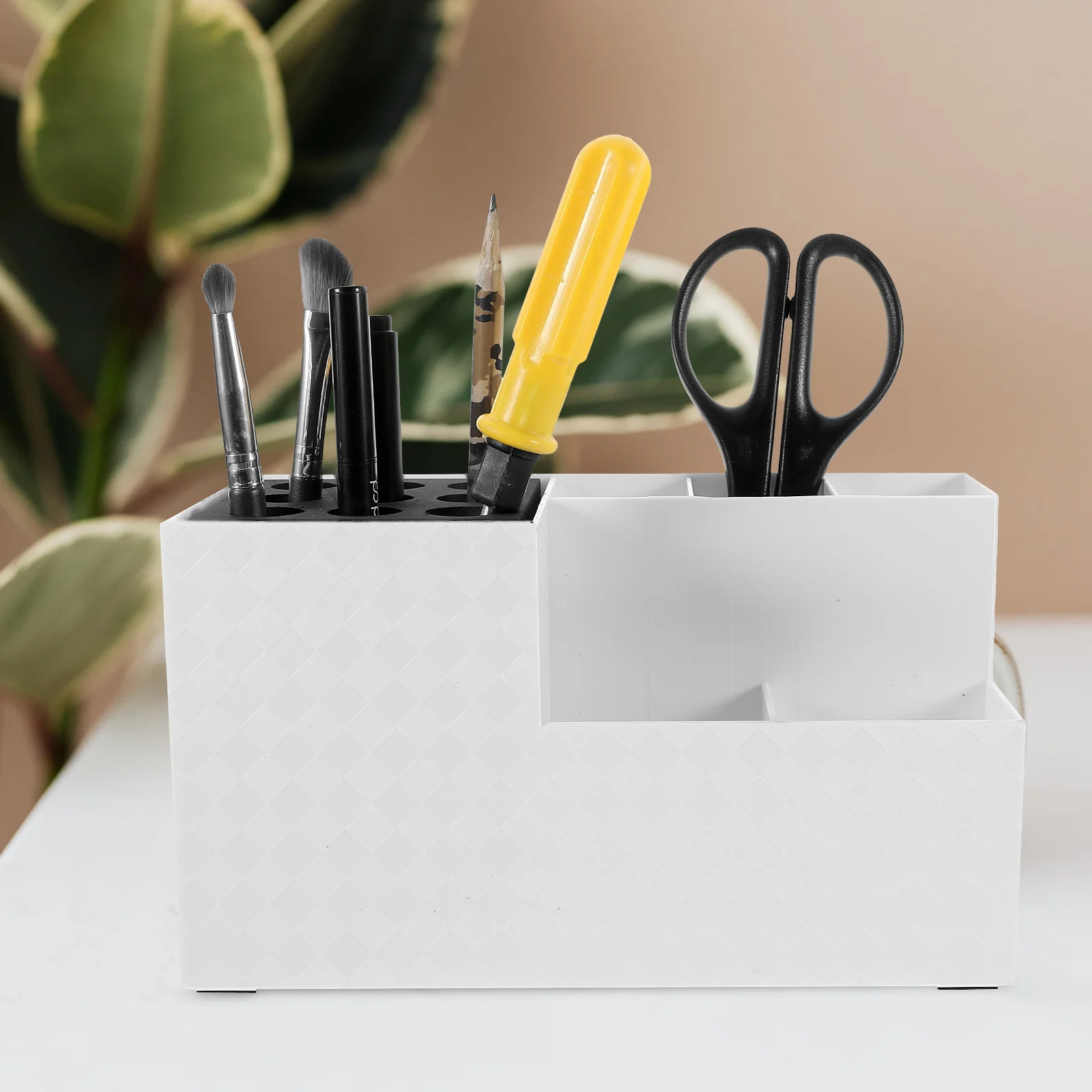 

Makeup Tool Storage Box Large Capacity Desktop Organizer For Scissors Combs Salon Hairdressing Tools Holder