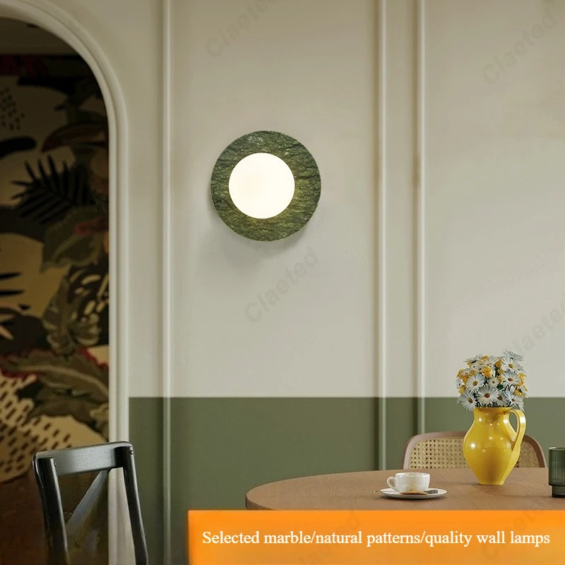 New LED Marble Wall Lamp Hotel Guest Room Living Room Bedroom Bedside Luxury High Sense Simple Interior Decoration Lighting
