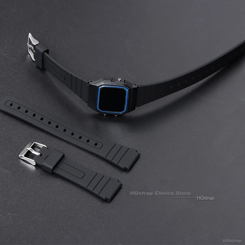 Silicone Watch Strap for Casio W-800H W800H SGW400 F91W F84 F105/108 A158/168 AE1200/1300 F91W 18mm Men Rubber Wrist Bracelet