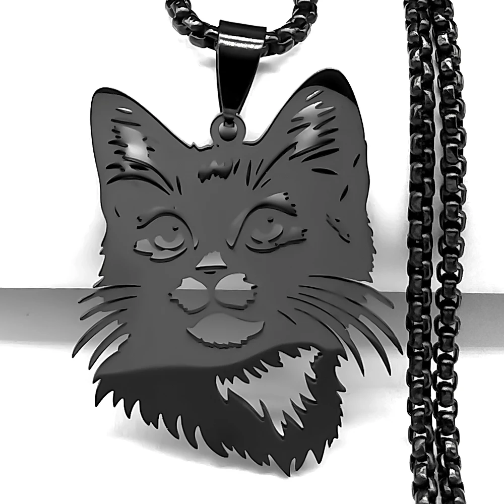 Schöne Katze Kätzchen Kopf Anhänger Halskette Für Frauen Männer Edelstahl Gold Silber Farbe Tier Unsere Familie Kette Schmuck Geschenke – Detail 6