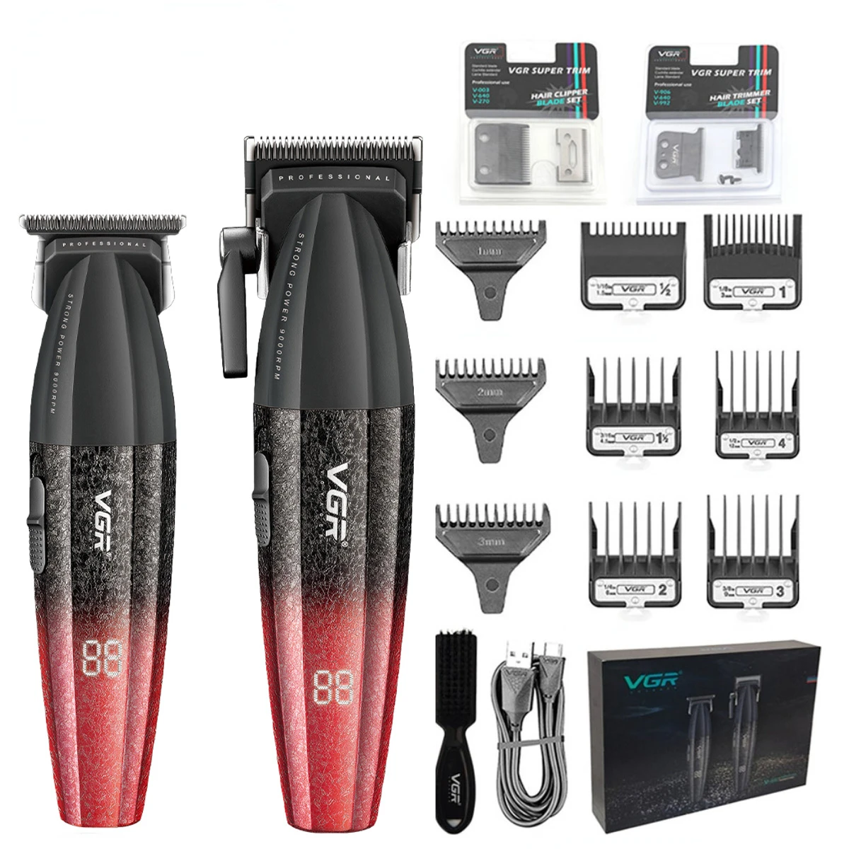 VGR Haarschneider Verbessert Professionelle Haarschneidemaschine Bester Kabelloser Haarschneider Bestseller Elektrische Haarschneidemaschine Schnäppchen 9000 U/min Einstellbar Haarschneider für Männer