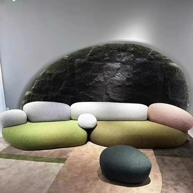 

Italian pebble, sofa light luxury fabric sofa cream style