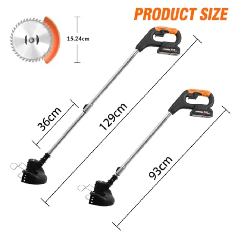 เครื่องตัดหญ้าไร้สาย 21V พร้อมล้อ สำหรับดูแลสวนและสนามหญ้า 3-in-1 เครื่องตัดหญ้าแบบแปรง/เครื่องตัดหญ้าแบบสาย/เครื่องตัดหญ้า