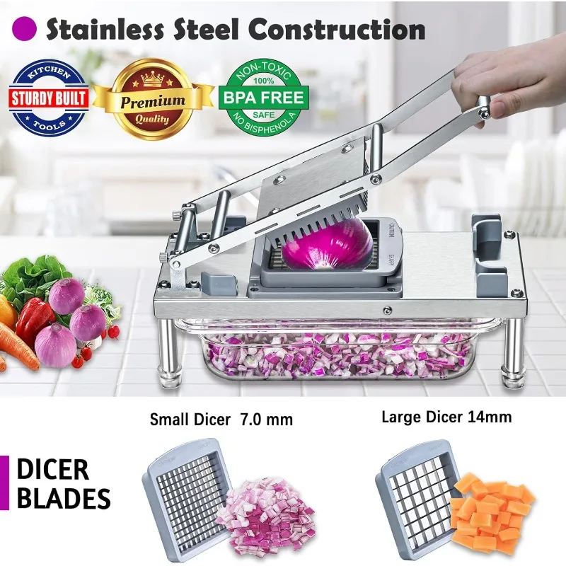 

Vegetable Chopper, Veggie Chopper With 8 Blades, Onion Chopper with Container, Pro All-in-1 Food Chopper Vegetable Cutter