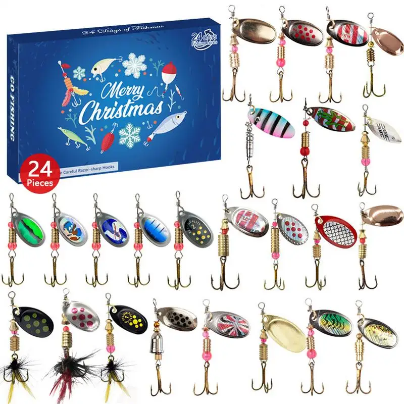 2024 Advent Calendar Fishing Lures Advent Calendar 24 Days Christmas Advent Calendar Fishing Tackle for Kids Christmas Gifts