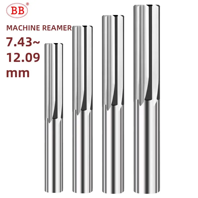 BB Machine Reamer 7.43mm~12.09mm Straight Flute Solid Carbide Uncoated Tolerance Chucking Metal Cutter CNC for Aluminum