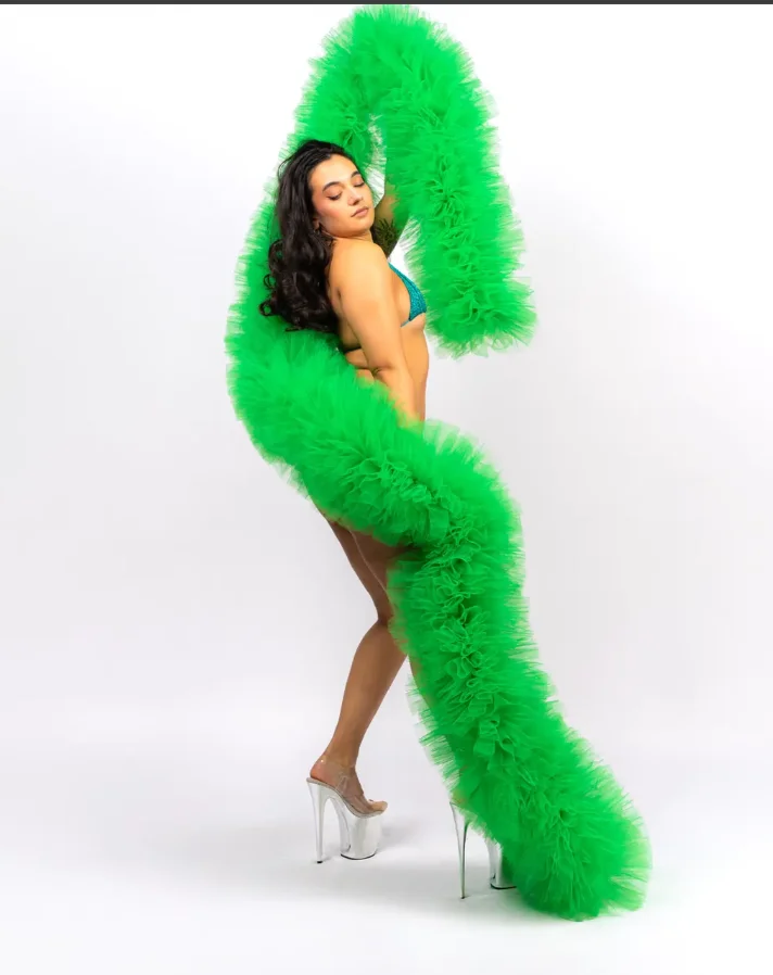 Green Tulle Boa Cab…