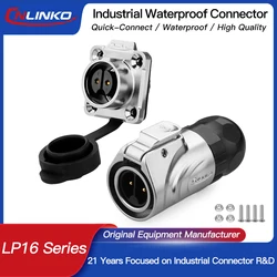 CNLINKO M16 Industrial Waterproof IP68 Power Connector LP16 2 3 4 5 7 8 9 Pin Electrical Wire Connector Quick Locking Connector